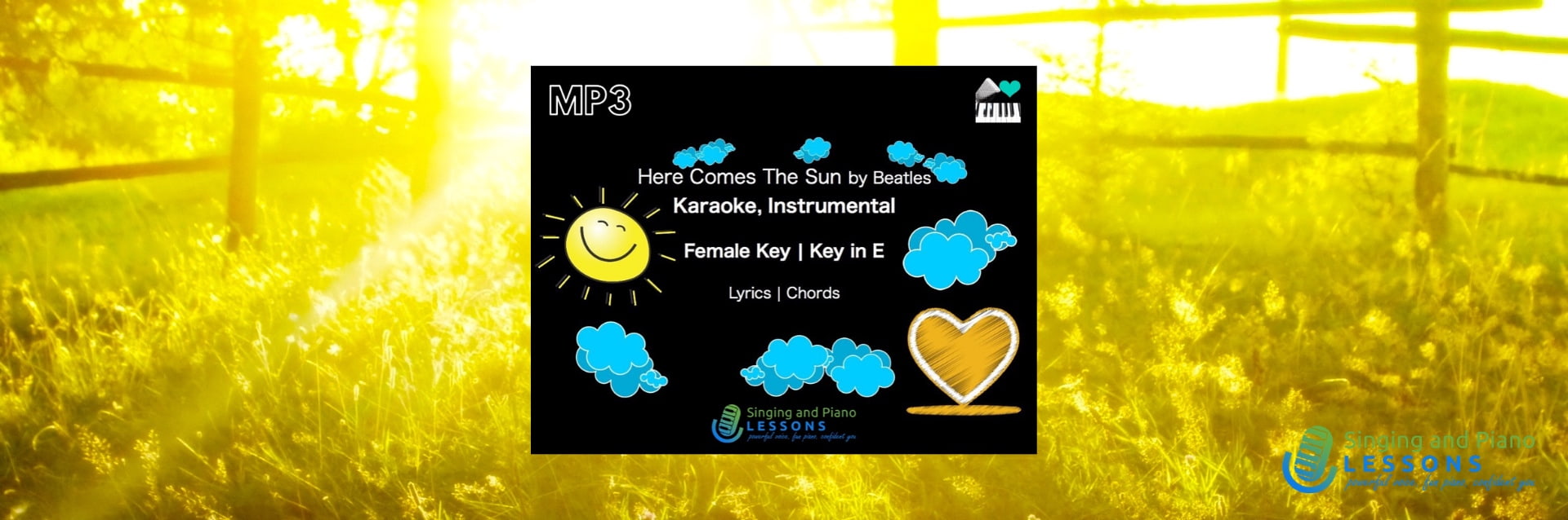 Here comes the Sun Beatles Karaoke Instrumental in Female Key/ Baritone for Males