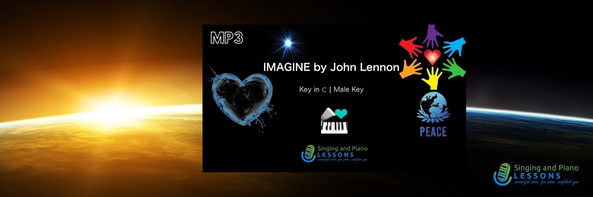 Imagine John Lennon Karaoke Instrumental in Male Key, C