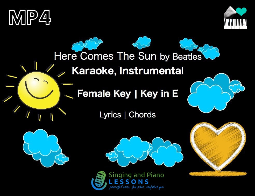 Here Comes The Sun Beatles in Female Key Karaoke Instrumental – Video MP4