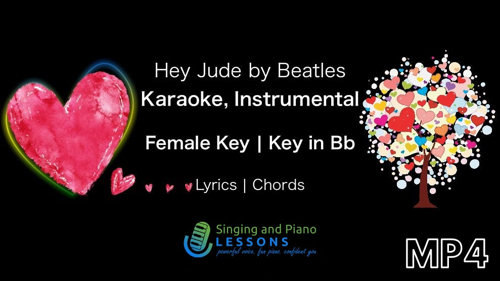 Hey Jude Beatles - Karaoke, Instrumental in Female Key – Video MP4
