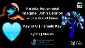 Imagine, John Lennon in Female Key Karaoke with a Grand Piano Instrumental - Video MP4