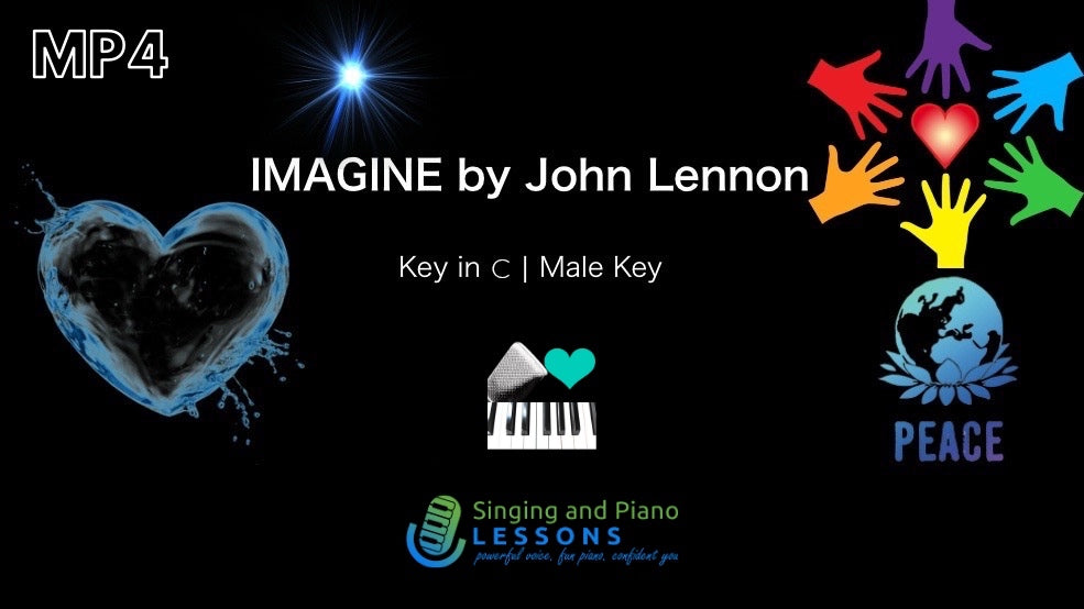 Imagine, John Lennon - Karaoke, Instrumental in Male Key C with Lyrics & Chords – Video MP4