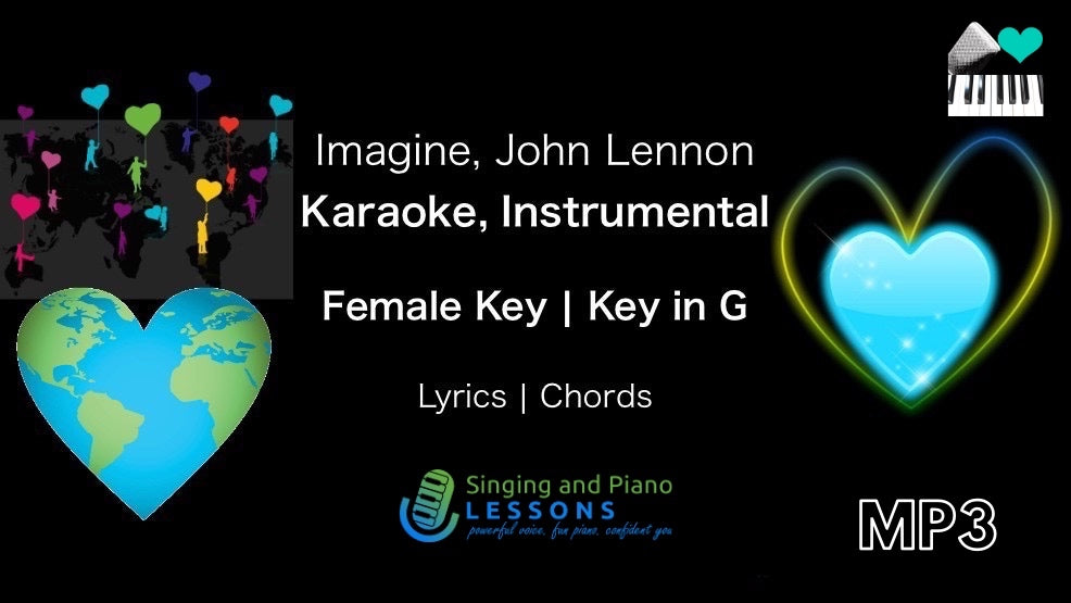 Imagine, John Lennon, Karaoke, Instrumental in Female Key G – Audio MP3